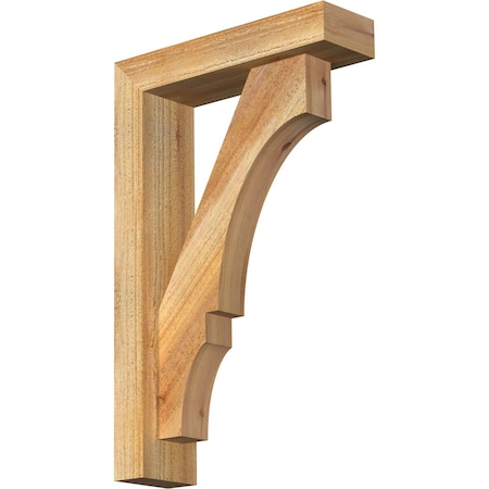 Ekena Millwork Balboa Block Rough Sawn Bracket w/ Offset Brace, Western Red Cedar, 4"W x 14"D x 22"H BKT0402X14X22BOA05RWR
